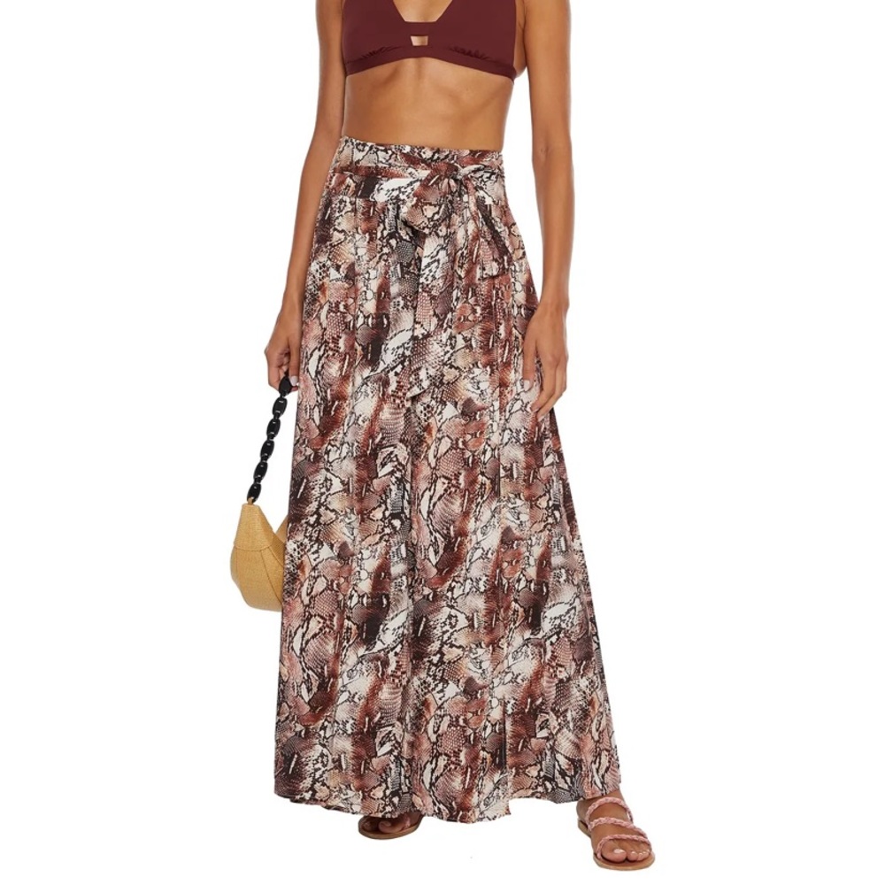 Brand new MELISSA ODABASH, Elsa belted snake-print voile maxi skirt, size medium